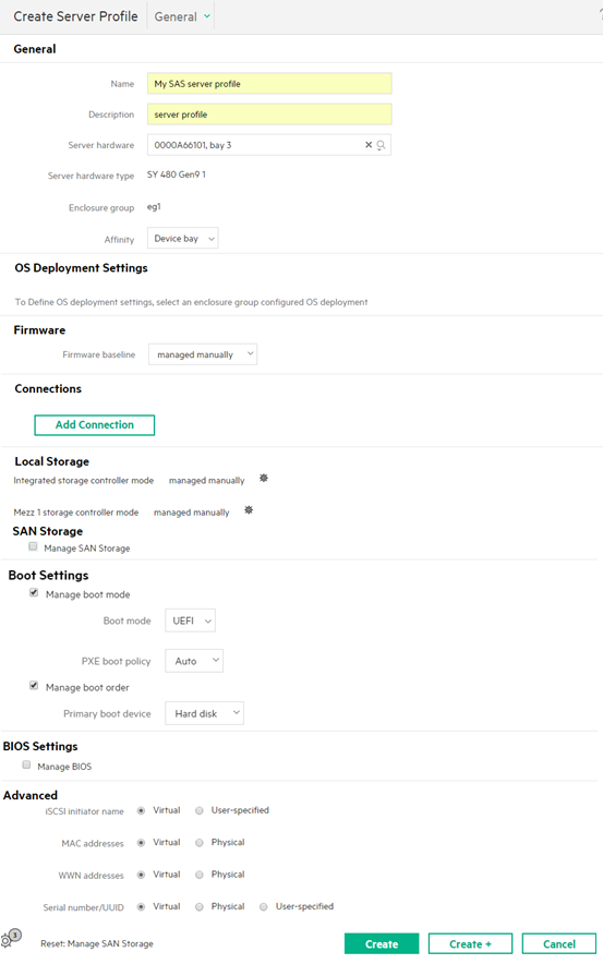 Creating Gen10 server profiles | HPE Synergy 12Gb SAS Storage User Guide