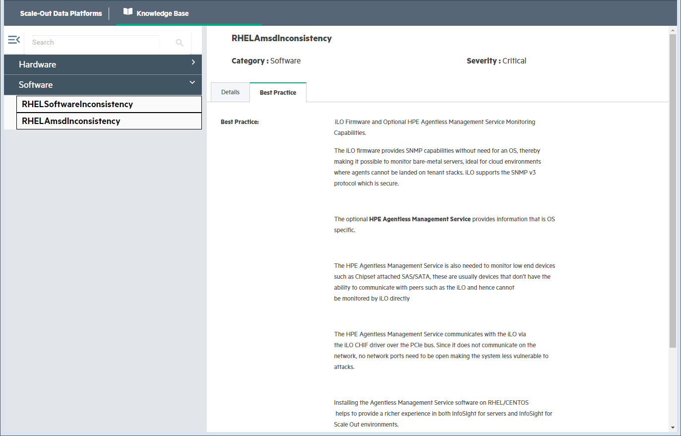 Navigating the knowledge base | HPE Infosight for Scale-out Data ...